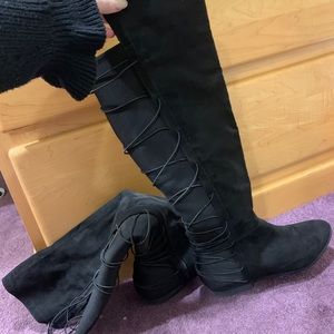 High black knee boots